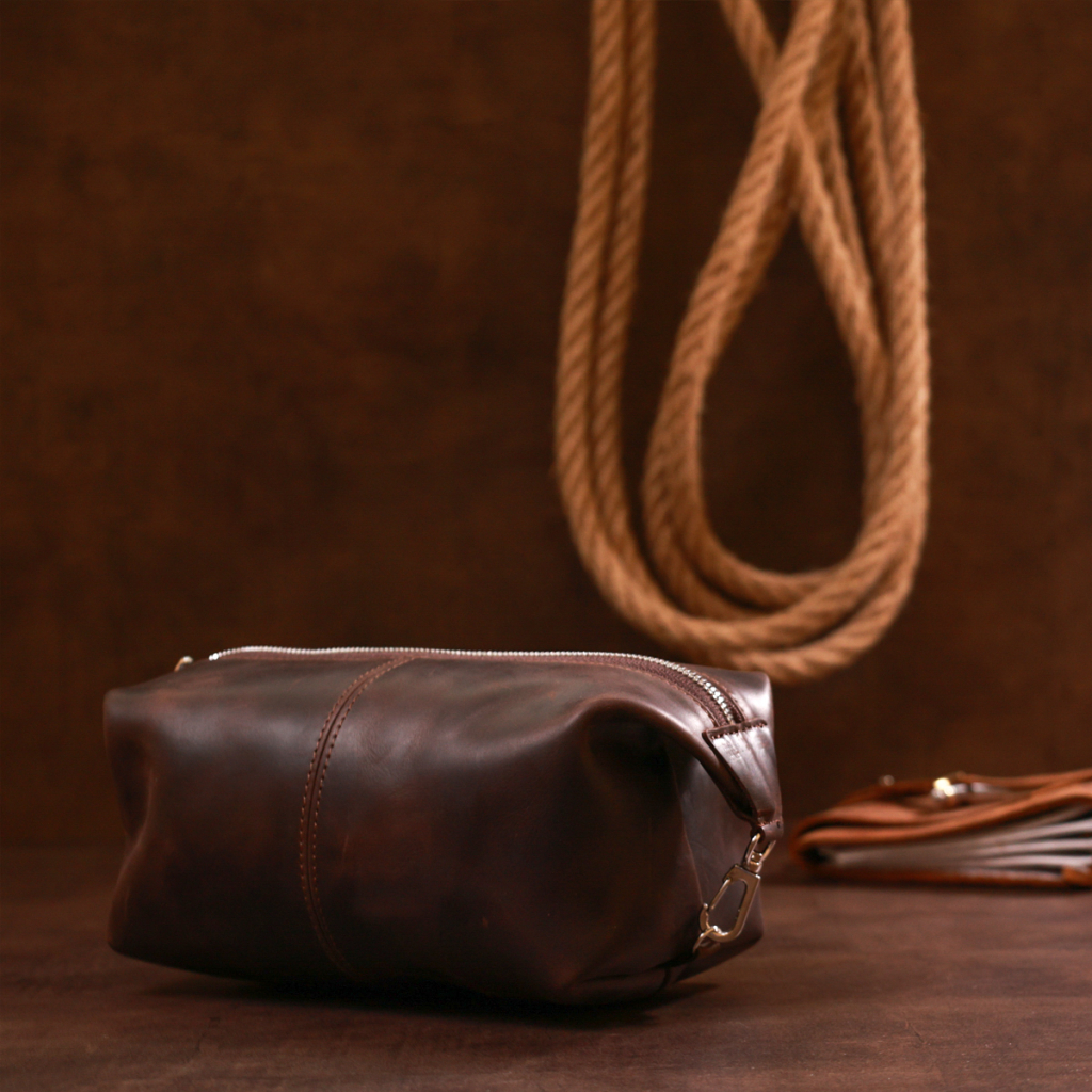 Косметичка Shvigel Шкіряна вінтажна Коричнева (16398) - зображення 9