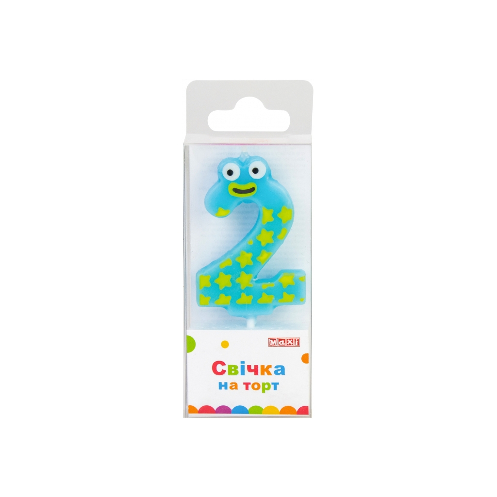 Свічка Maxi "2" 4,5 см, на торт (MX622053-2) - зображення 1