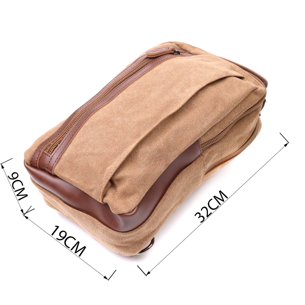 Сумка Vintage Вертикальна чоловіча через плече з щільного текстилю Коричнева (22191) - зображення 4