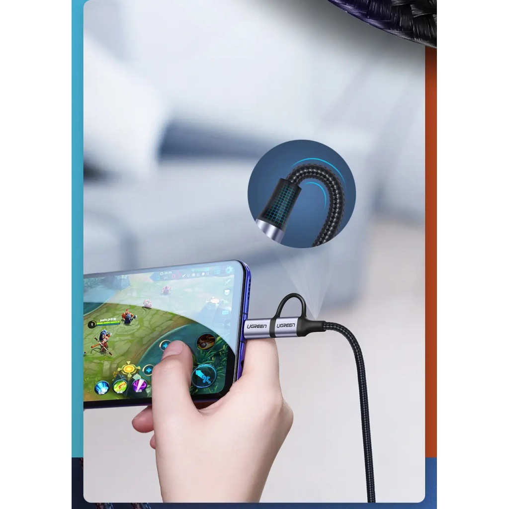 Дата кабель USB 2.0 AM to USB-C + Micro 5P 1.0m 3A US177 black Ugreen (30875) - зображення 6