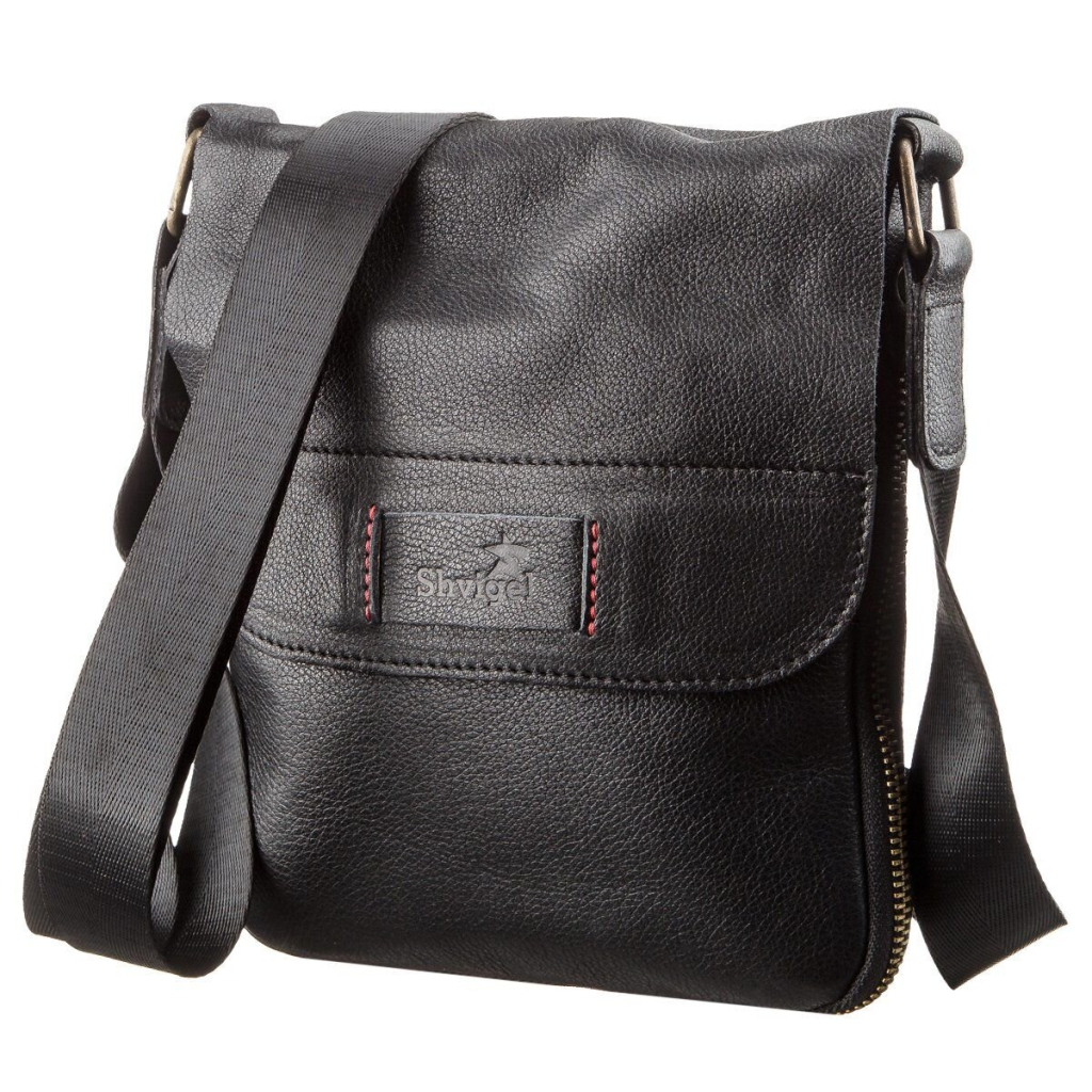 Сумка Shvigel Чоловіча шкіряна Чорна (19113) - зображення 1