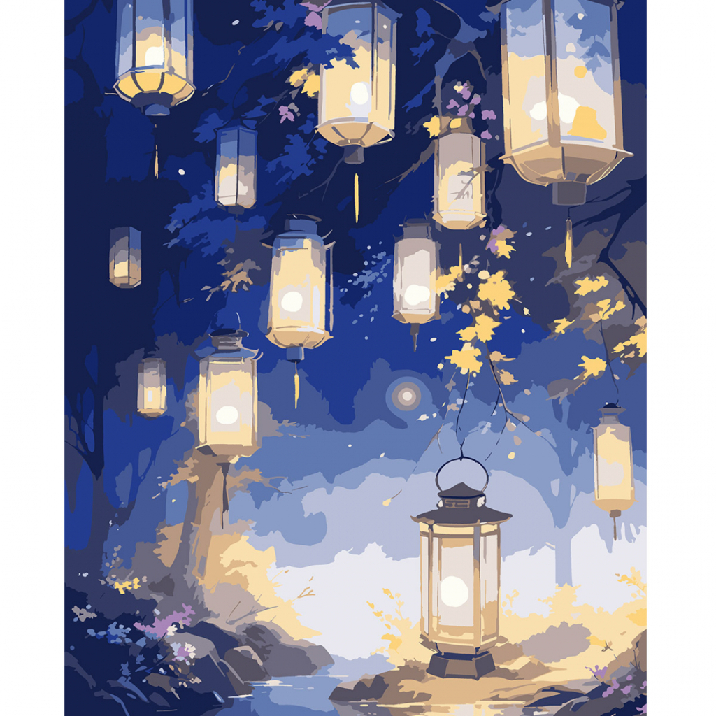 Картина по номерам Santi Чарівний ліс з ліхтариками, 40*50см, LED підсвітка (955108) - зображення 1