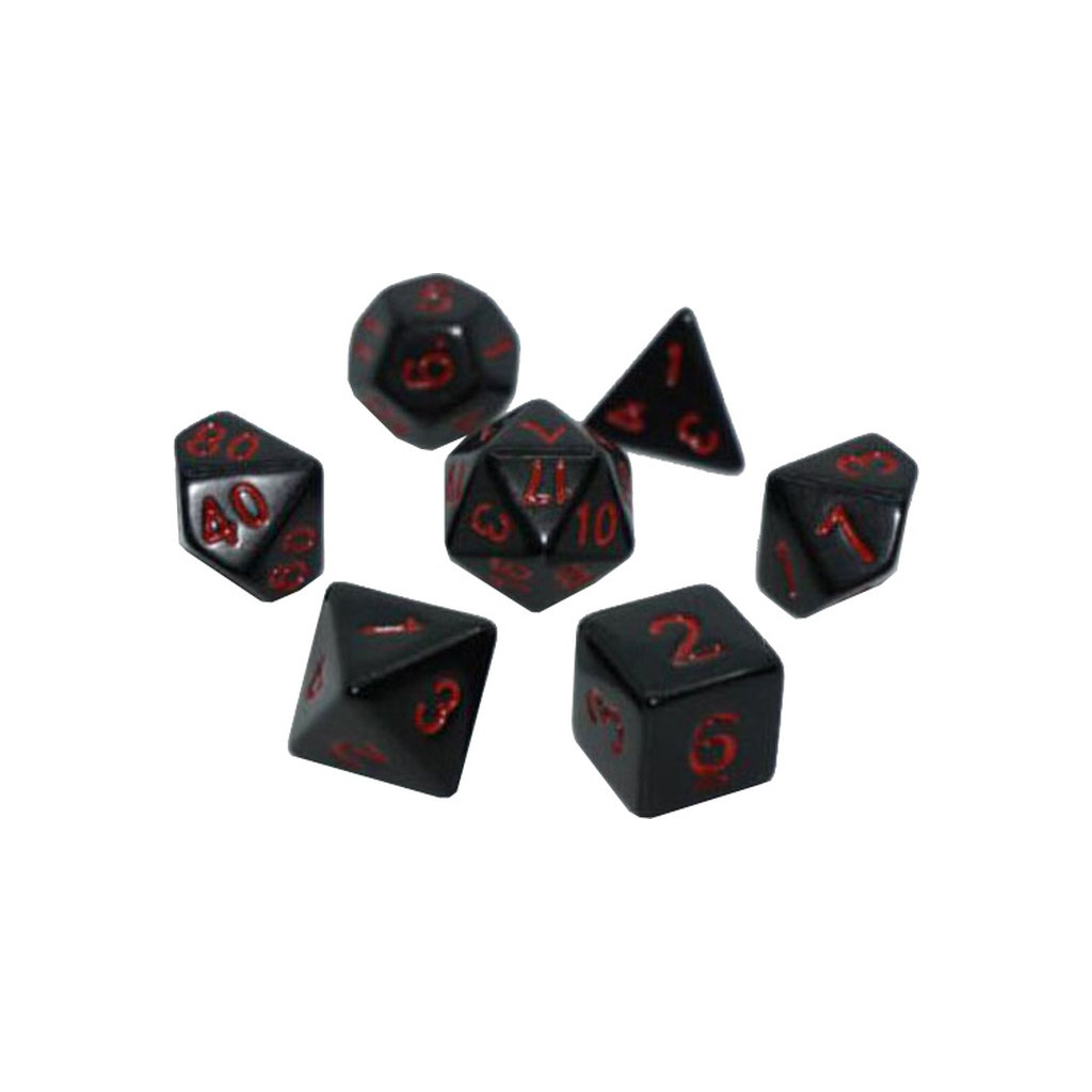 Набір кубиків для настільних ігор Games 7 Days Opaque 7 Dice Set - Black (w-red) (7 шт.) (g7dopaq08) - зображення 1