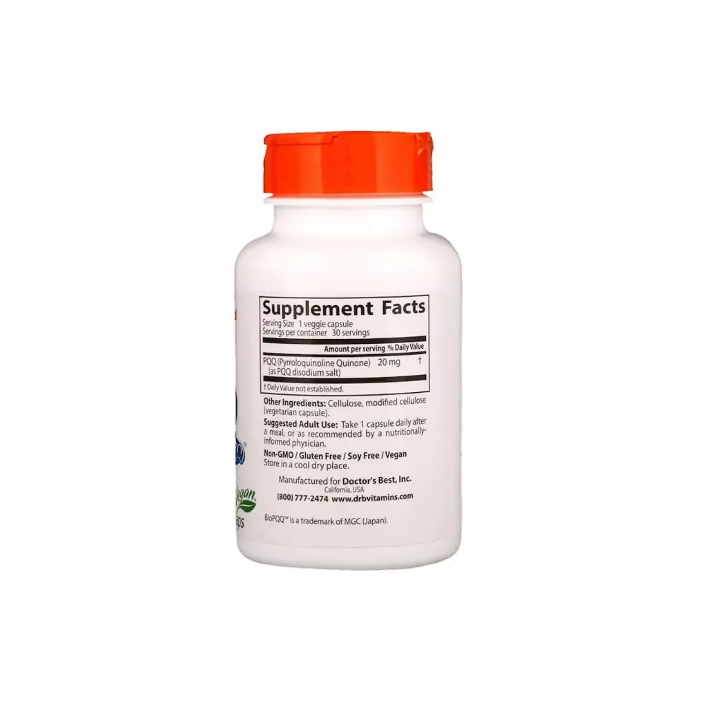 Вітамінно-мінеральний комплекс Doctor's Best Пірролохінолінхінон PQQ, 20 мг, 30 вегетаріанських капсул (DRB-00295) - зображення 2
