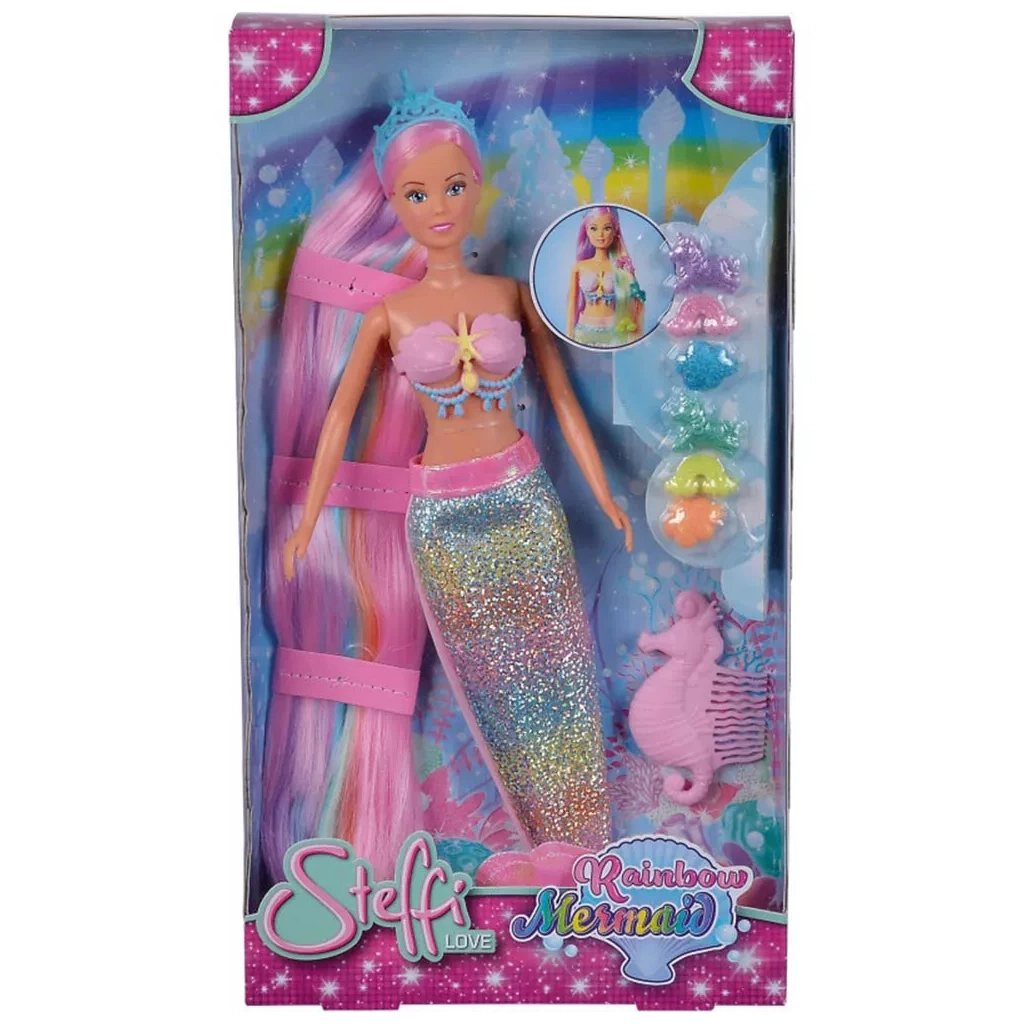 Лялька Simba Штеффі-русалонька Рейнбоу з блискучим хвостом, аксесуари (5733610) - зображення 7