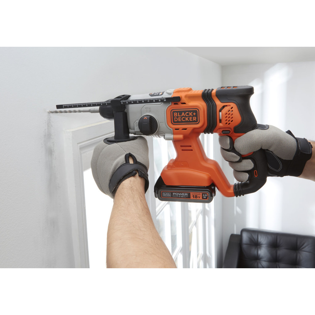 Перфоратор Black&Decker SDS-Plus,18 В, 2Ah, 1.2 Дж, 3 режими, сумка, 2.2 кг (BCD900D1S) - изображение 7