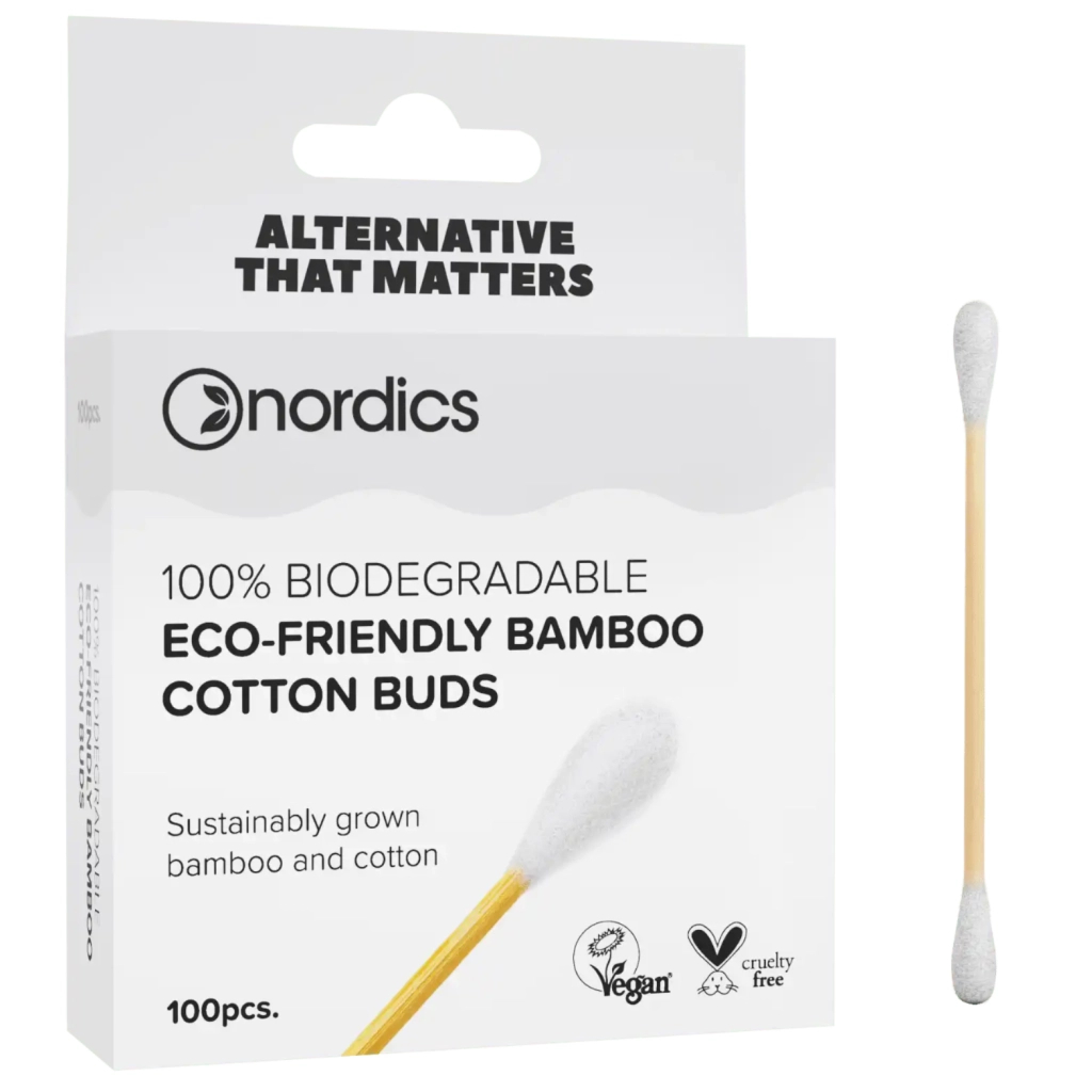 Ватні палички Nordics Бамбукові Білі 100 шт. (3800500324395) - зображення 1