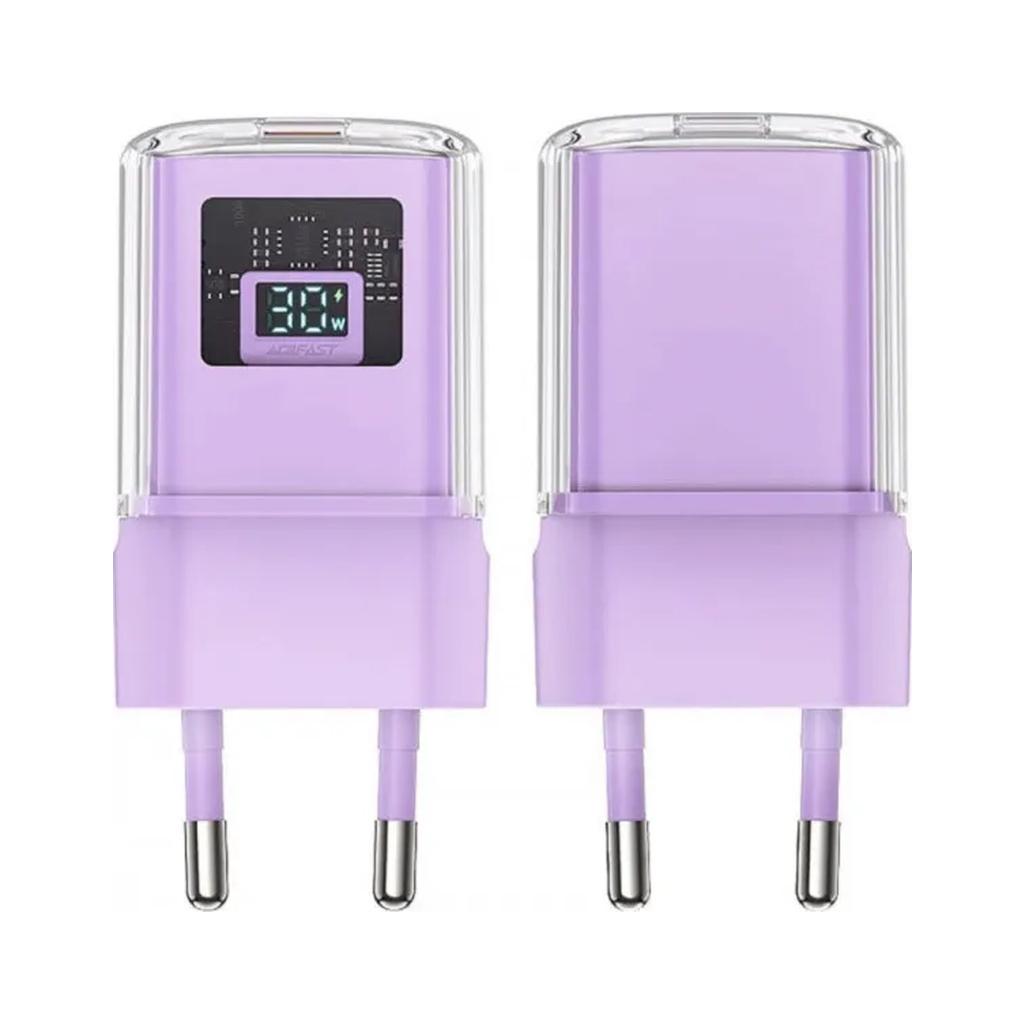 Зарядний пристрій Acefast 1xUSB-C 30W Gan A53 Fast Charger alfalfa purple (6974316282365) - зображення 2