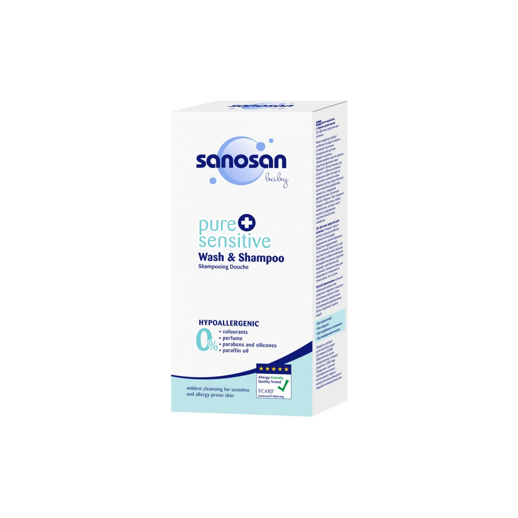 Засіб для купання Sanosan pure & sensitive гіпоалергенний 2 в 1 400 мл (4003583206971) - зображення 2