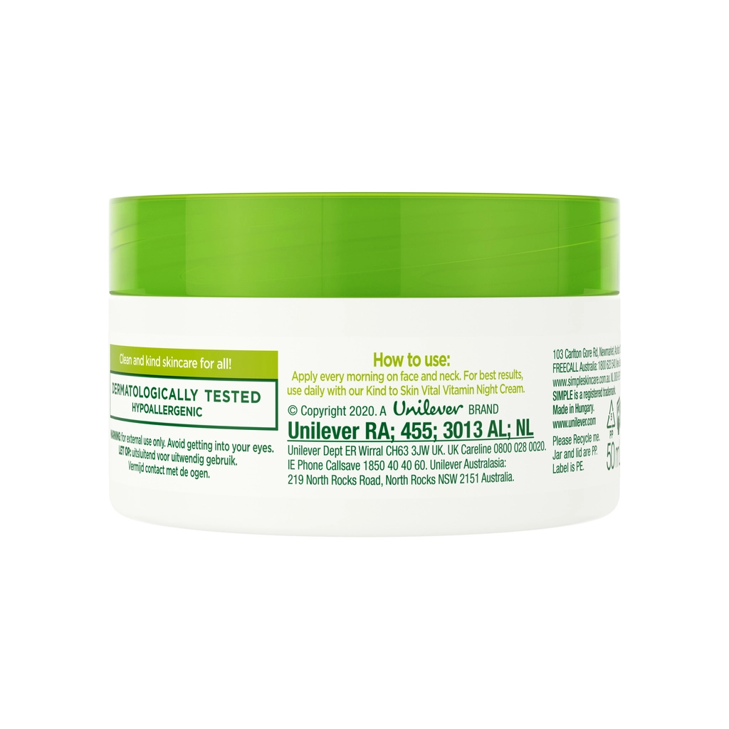 Крем для обличчя Simple Vital Vitamin Cream SPF15 Kind to Skin Денний вітамінний 50 мл (8710447486337) - изображение 2