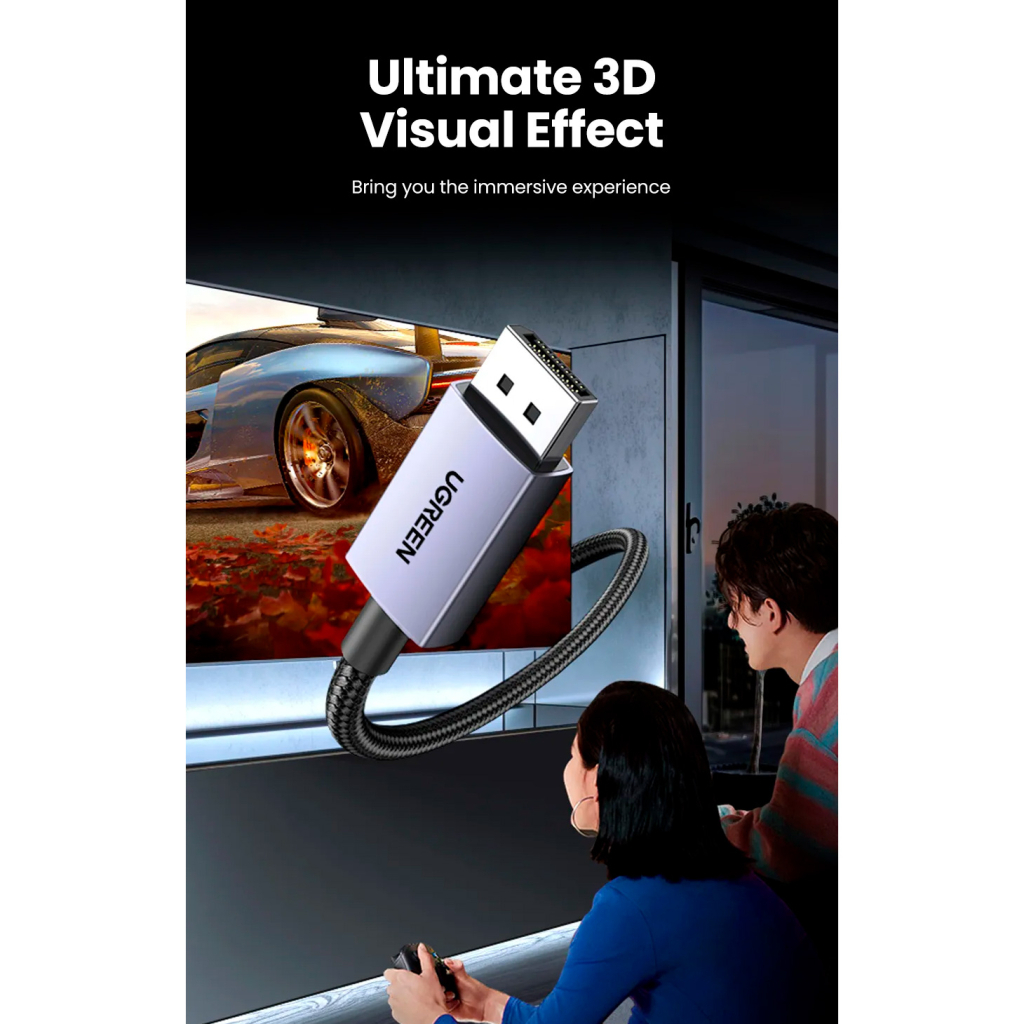 Кабель мультимедійний DisplayPort M to DisplayPort M 2.0m 16K DP118 black Ugreen (15384) - picture 11