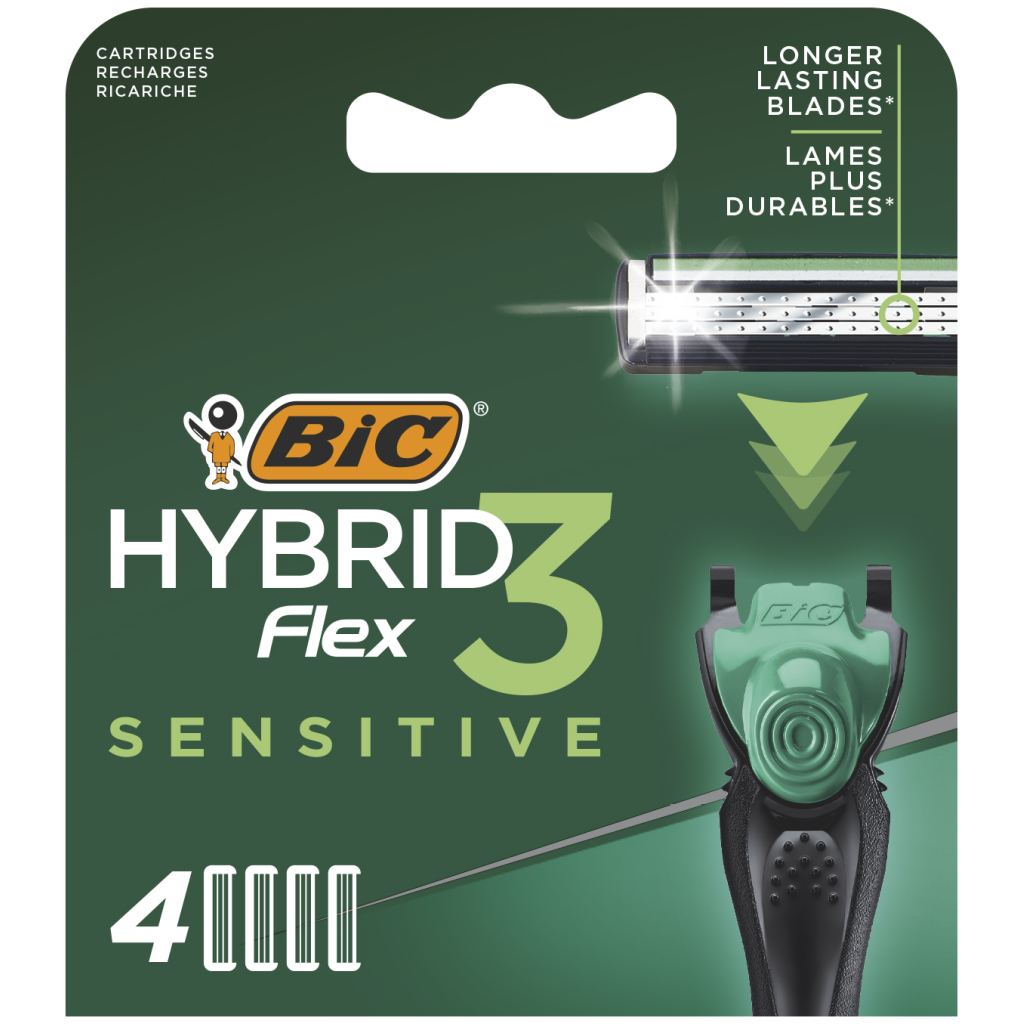 Змінні касети Bic Flex 3 Hybrid Sensitive 4 шт. (3086123644878) - изображение 1