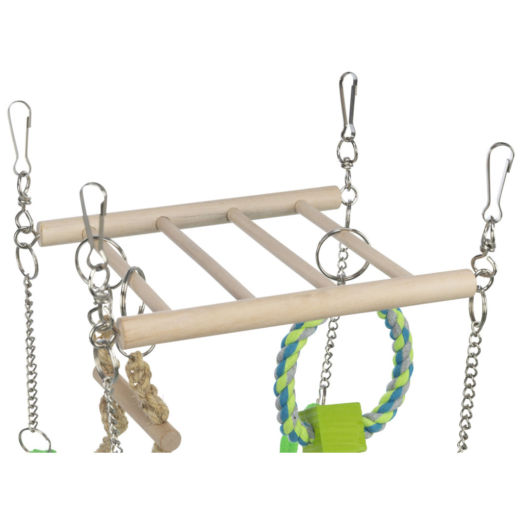 Іграшка для гризунів Trixie Підвісний міст Гамак з іграшками Дерево і мотузка 17 х 22 х 15 см (4011905062983) - зображення 2