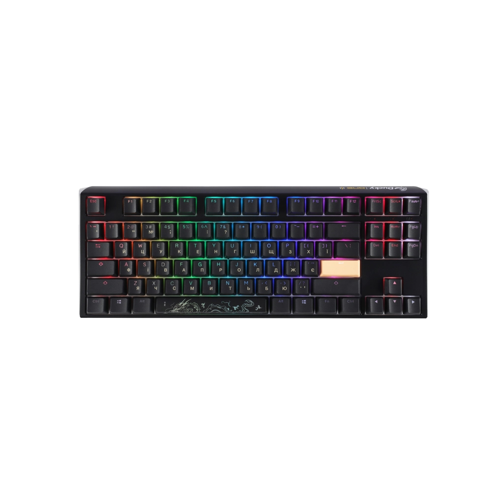 Клавіатура Ducky One 3 TKL Cherry MX Silent Red RGB UA USB Black (DKON2187ST-SUAPXCLAWSC1) - зображення 1