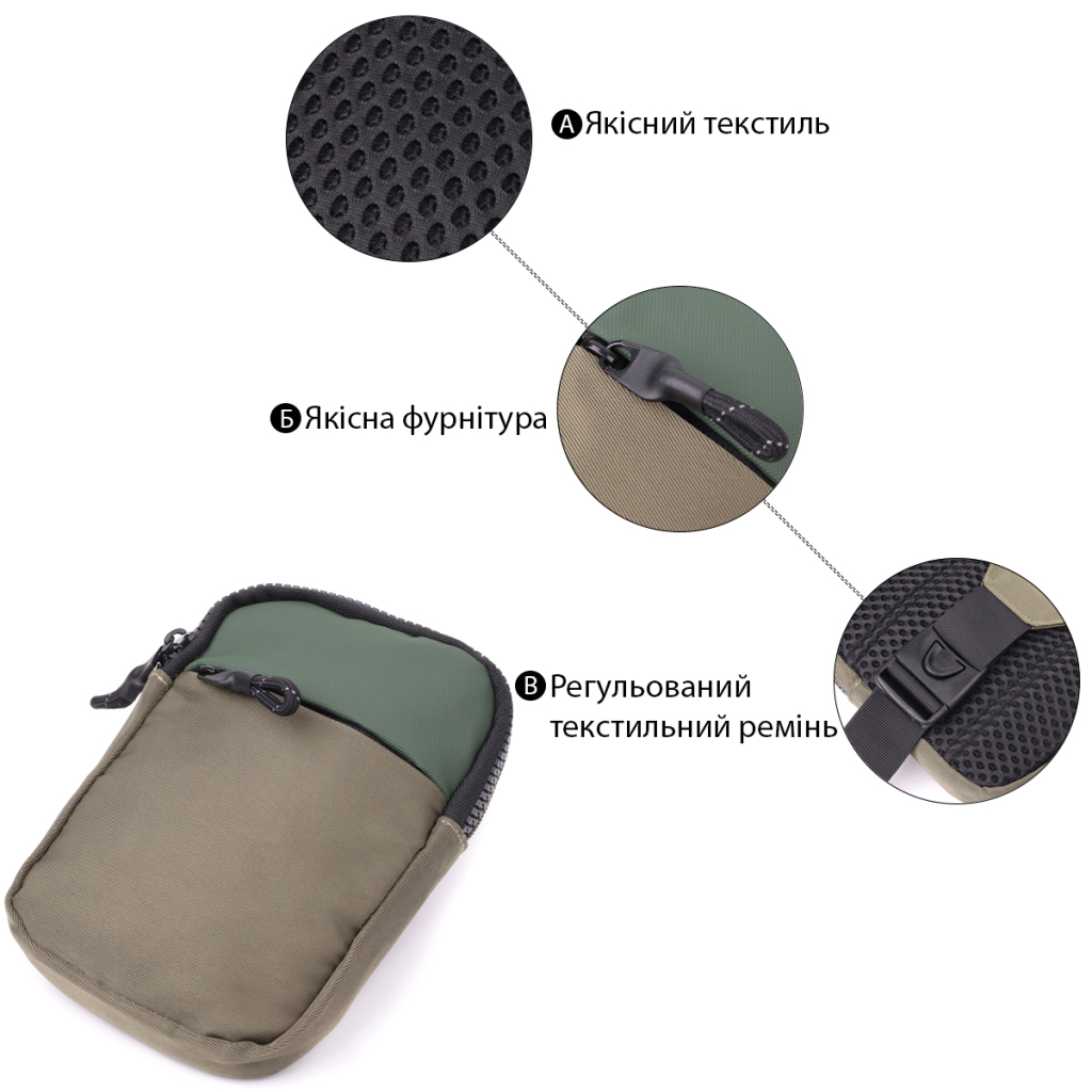 Сумка Vintage Слінг для подорожей з текстилю Зелена (22871) - зображення 4