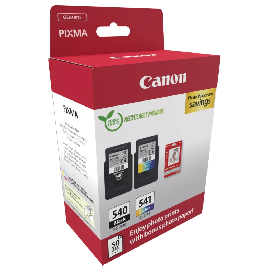 Картридж Canon PG-540 Multipack PG-540/CL-541 BK, Color + GP-501 Glossy Paper (5225B013) - зображення 2
