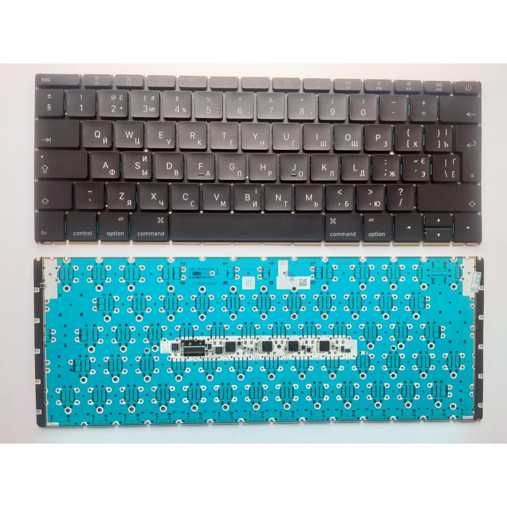 Клавіатура ноутбука Apple Macbook 12" A1534 чорна з підсвіткою UA/RU/US (A46145) - зображення 1