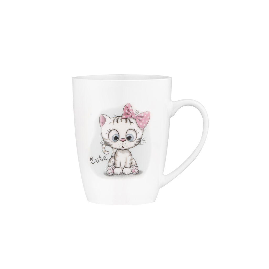 Чашка Ardesto Cute, 320мл, порцеляна, нержавіюча сталь, білий (AR3040BS) - зображення 4