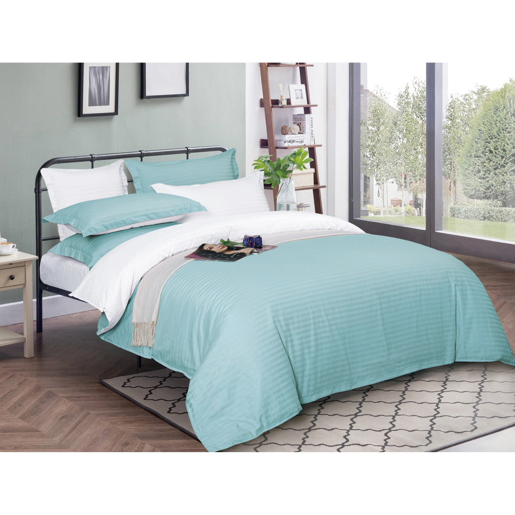Постільна білизна MirSon Satin Stripe 30-0013 + 30-0001 Gilberta 143х210 Сімейна (2200005259115) - зображення 1