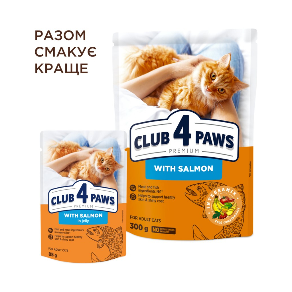 Вологий корм для кішок Club 4 Paws Premium Плюс з лососем у желе 85 г (4820215369015) - зображення 7