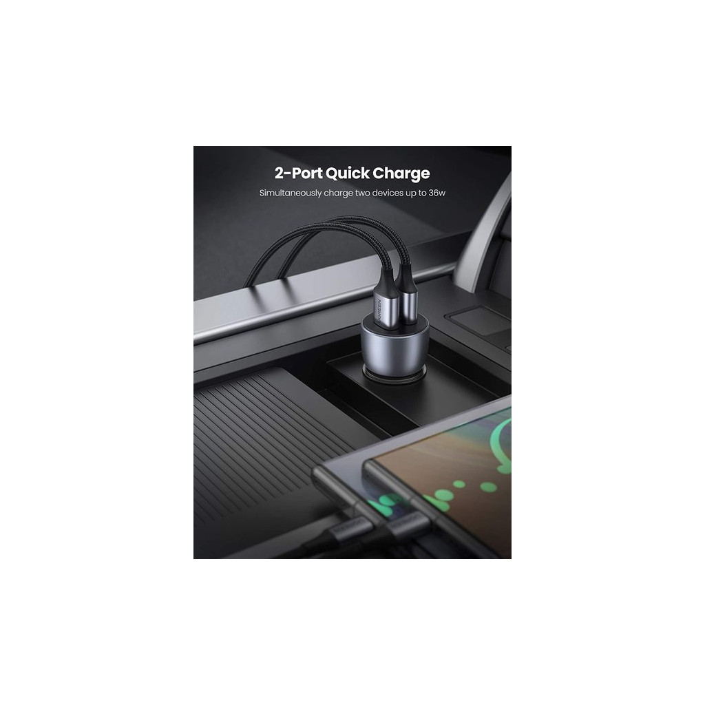 Зарядний пристрій Ugreen CD213 36W 2xUSB QC 3.0 3A Car Charger (Dark Blue) (10144) - зображення 3