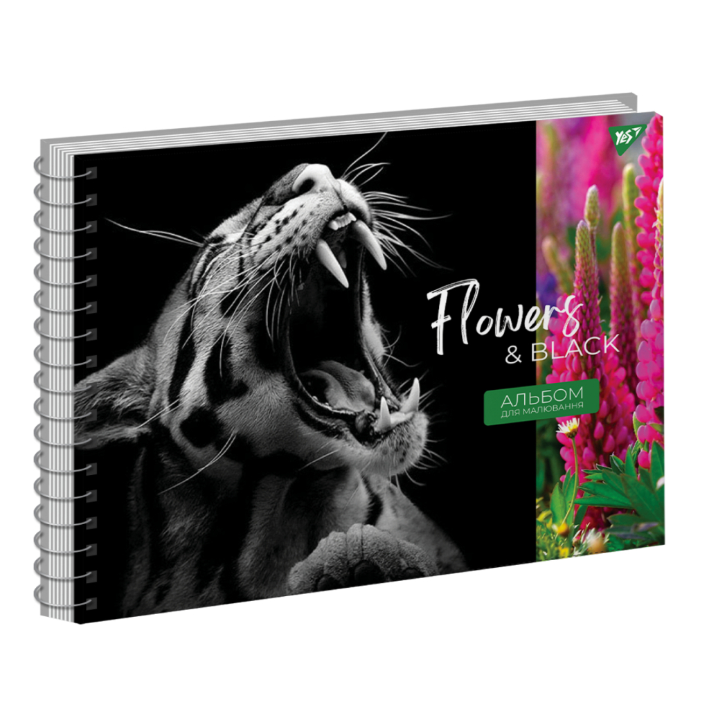 Альбом для малювання Yes А4 20 аркушів спіраль Flowers&Black (130550) - зображення 1