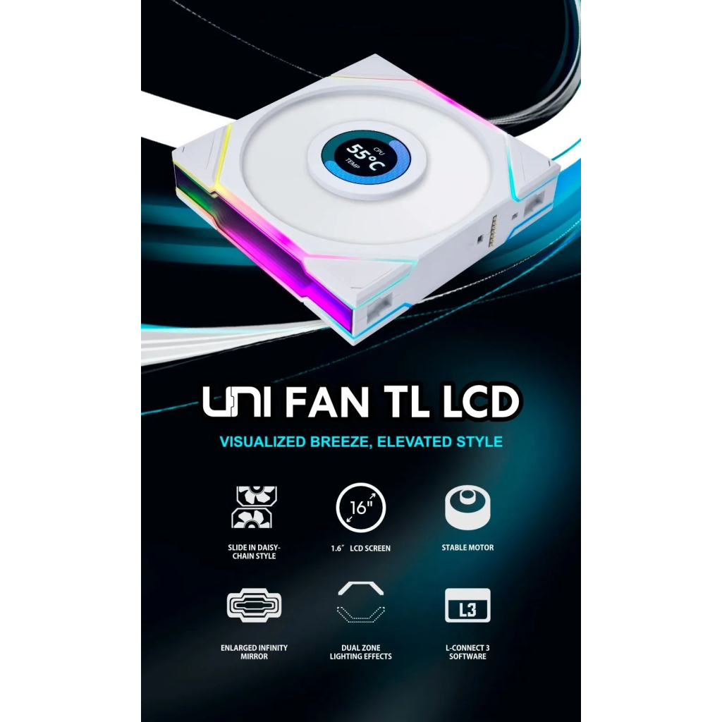 Кулер до корпусу Lian Li Reverse TL LCD 140-1, Black (G99.14RTLLCD1B.00) - зображення 7