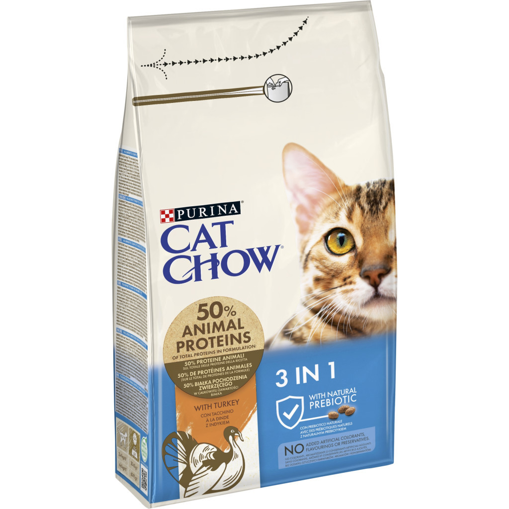 Сухий корм для кішок Purina Cat Chow Feline 3 в 1 з індичкою 1.5 кг (7613034155139) - зображення 2