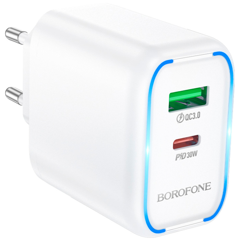 Зарядний пристрій BOROFONE BA89A Destello 1xUSB-C PD30W + 1xUSB QC3.0 White (6941991119361) - зображення 3