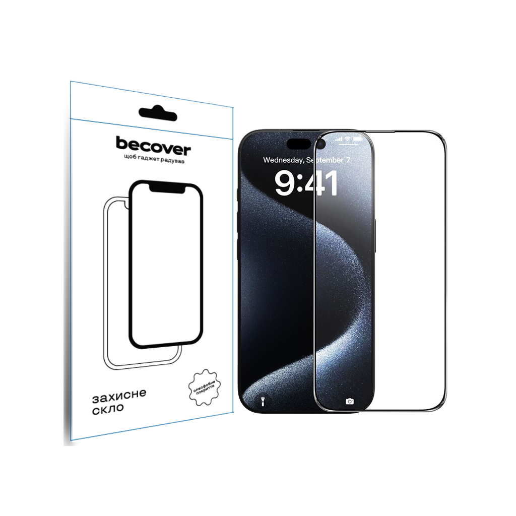 Скло захисне BeCover Apple iPhone 16 Plus Black (712123) - зображення 1