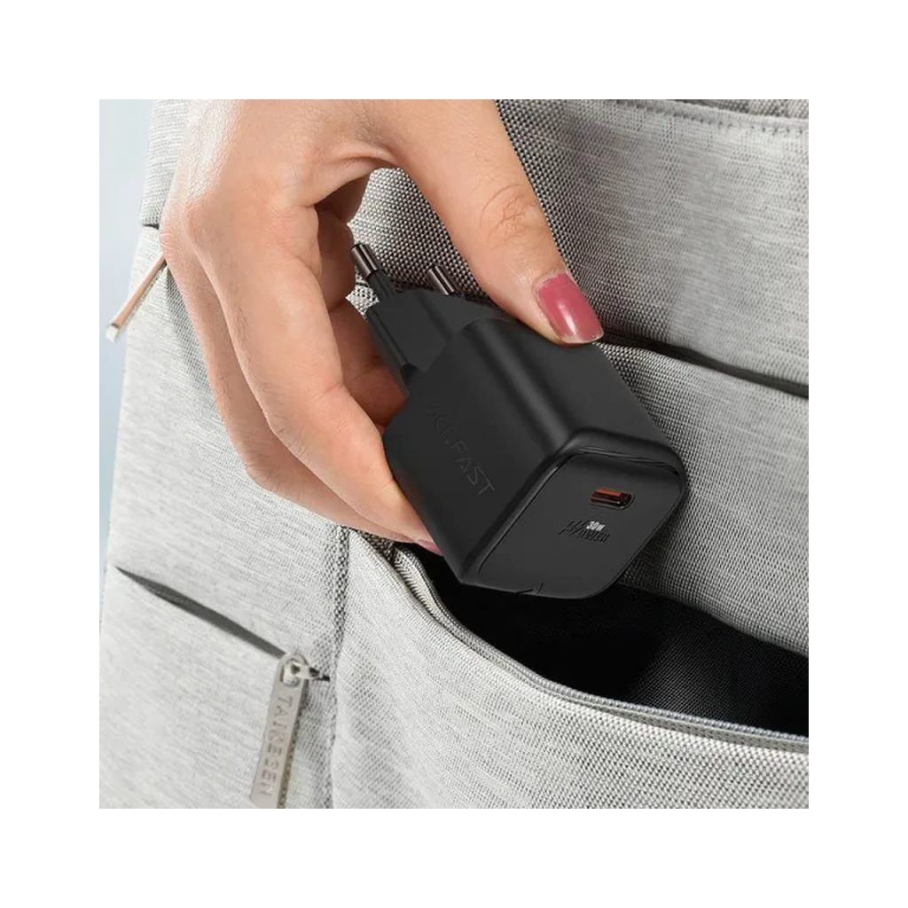 Зарядний пристрій Acefast USB-C 30W Gan A77 mini Fast Charger Black (6974316282662) - зображення 5