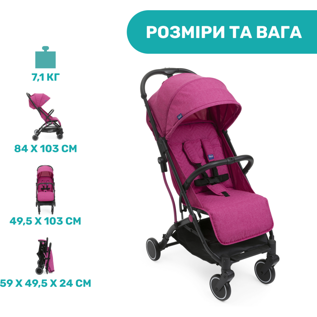 Коляска Chicco Trolley Me Бузкова (79865.62) - зображення 6