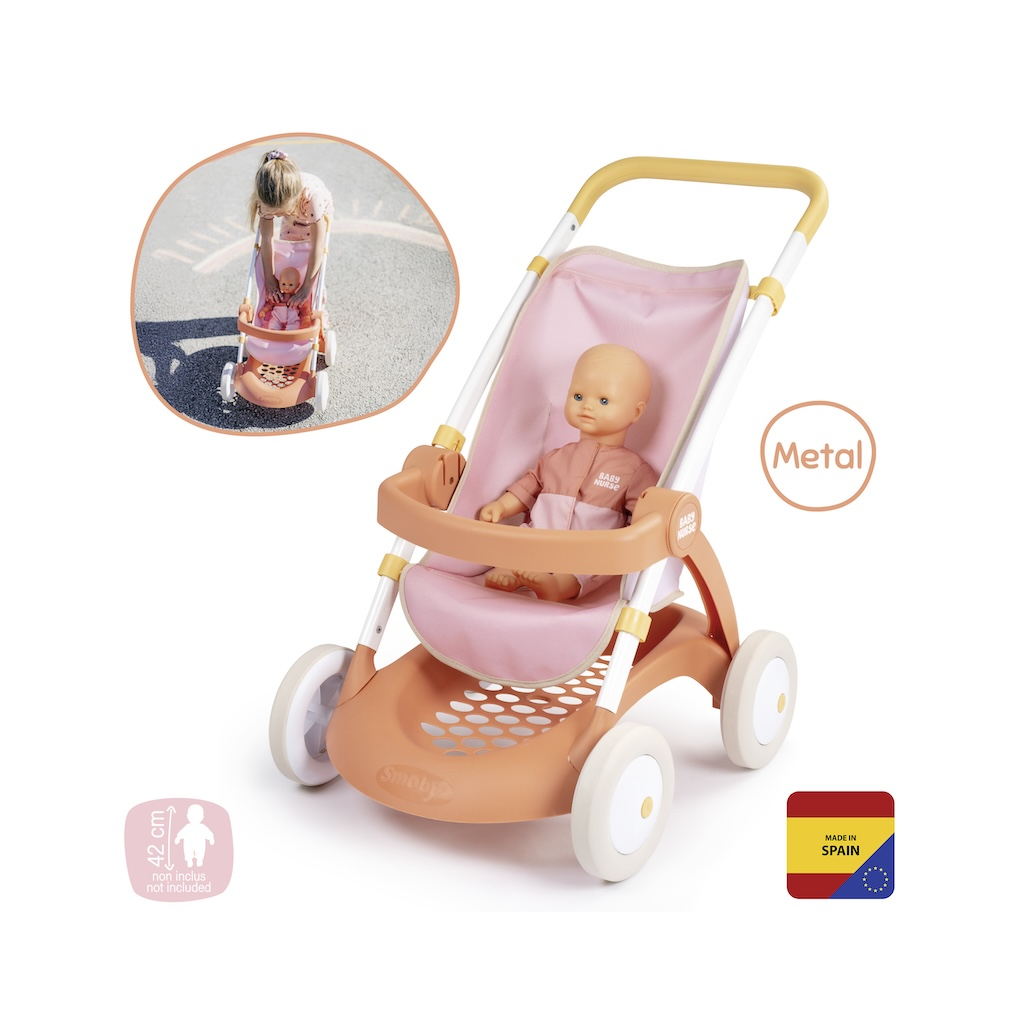 Коляска для ляльок Smoby Baby Nurse Теракотова пудра. Прогулянка, з корзиною, 18 міс.+ (7600254024) - зображення 5