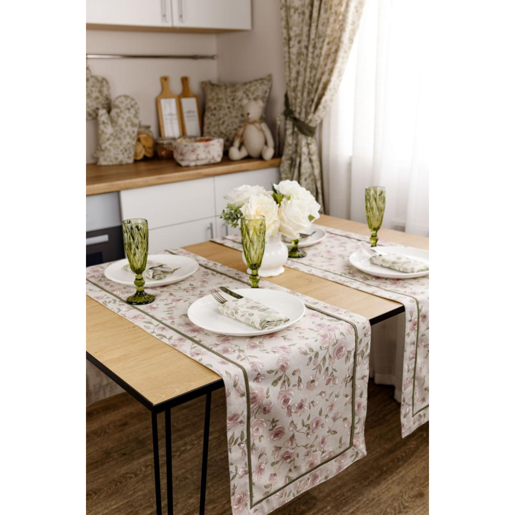 Доріжка на стіл Прованс Тереза квіточки з кантом 40х140 (034454) - зображення 2