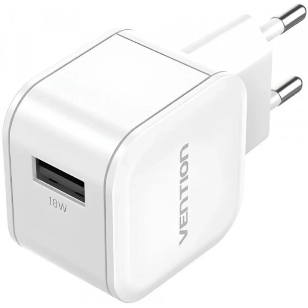 Зарядний пристрій Vention 1xUSB 18W QC3.0 White (FEKW0-EU) - зображення 1