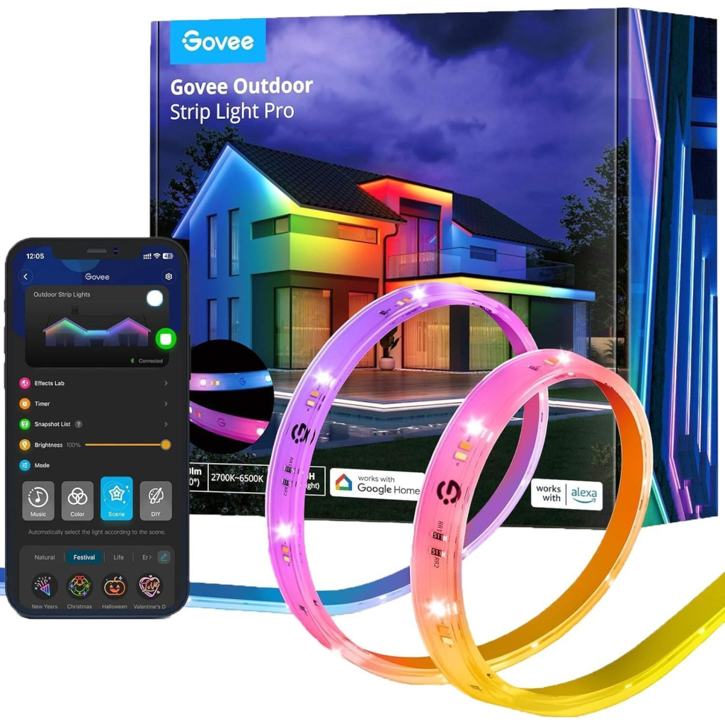 Світлодіодна стрічка Govee H70A1 Phantasy Outdoor LED, 10.0m, RGBICWW, WI-FI/Bluetooth, white (H70A13D1) - зображення 1