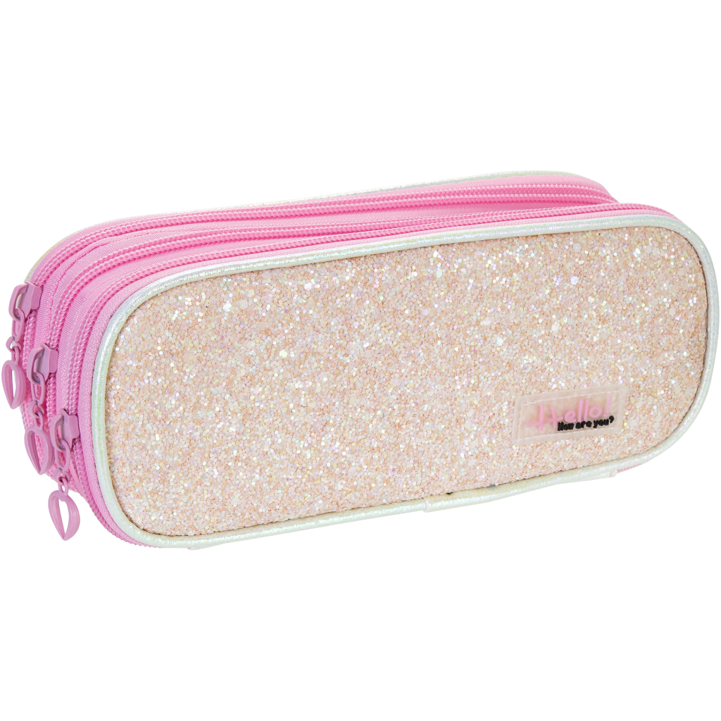 Пенал Cool For School з блискітками 3 відділення рожевий (CF87050) - зображення 1