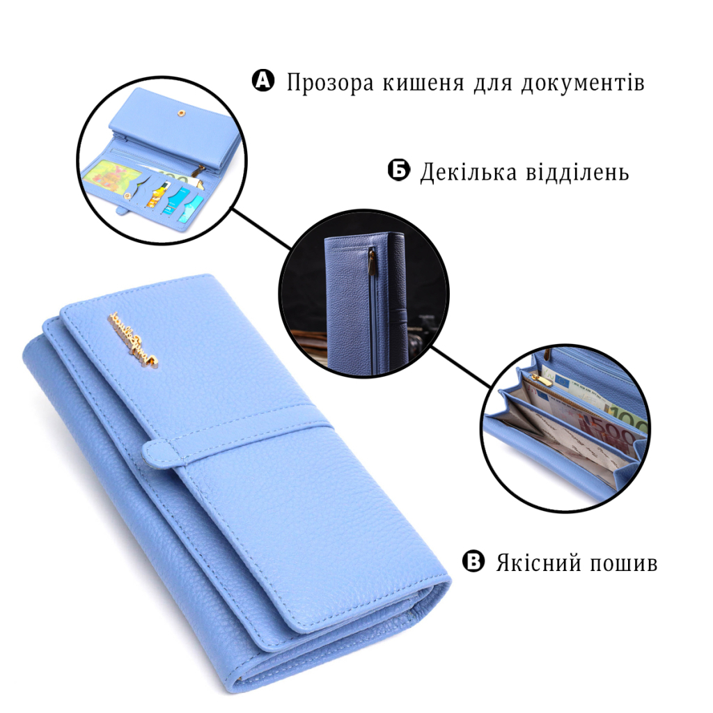 Гаманець Tony Bellucci З натуральної шкіри Блакитний (21962) - зображення 4