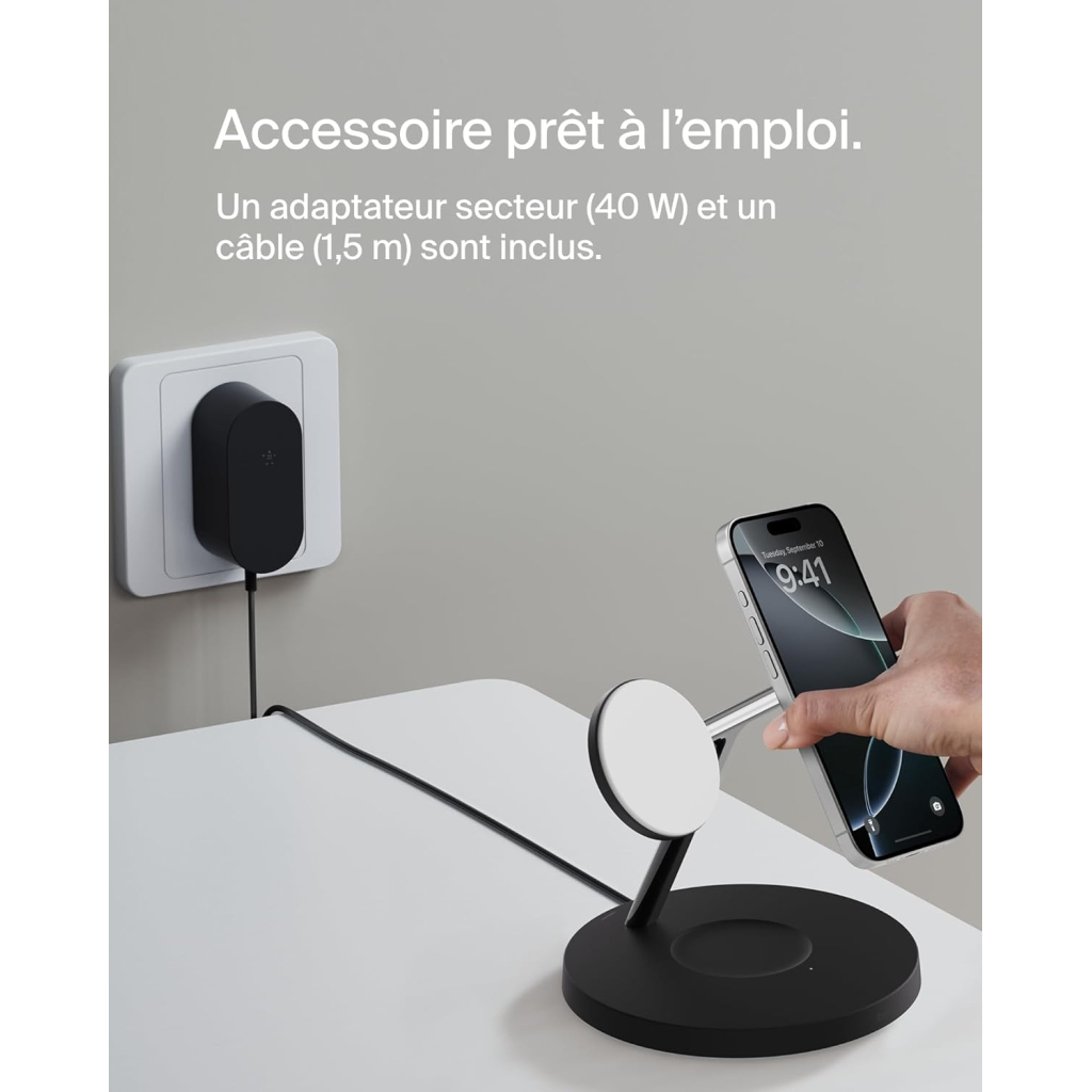 Зарядний пристрій Belkin 3in1 Magnetic Pad Qi2 15W Black (WIZ032KQBK) - зображення 7