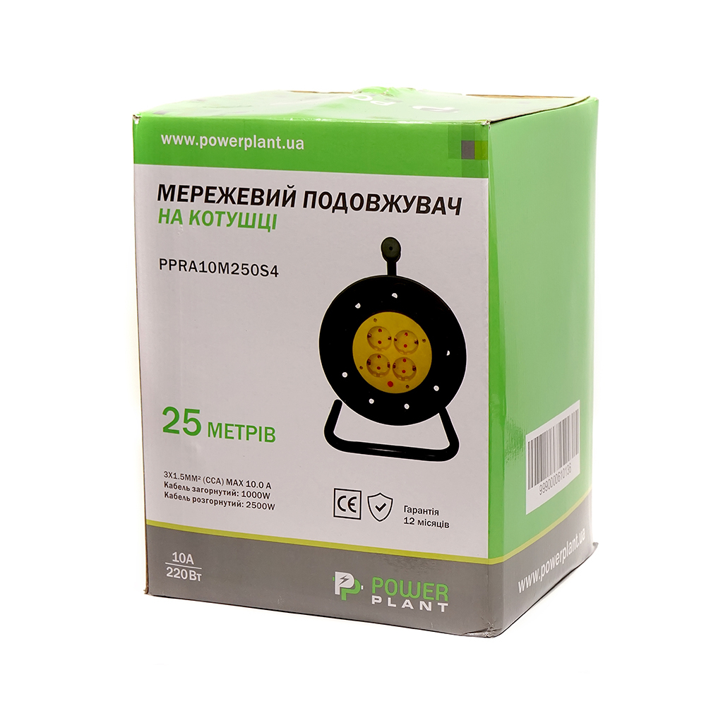 Мережевий подовжувач PowerPlant на катушке 25 м, 4 розетки (JY-2002/25) (PPRA10M250S4) - зображення 5
