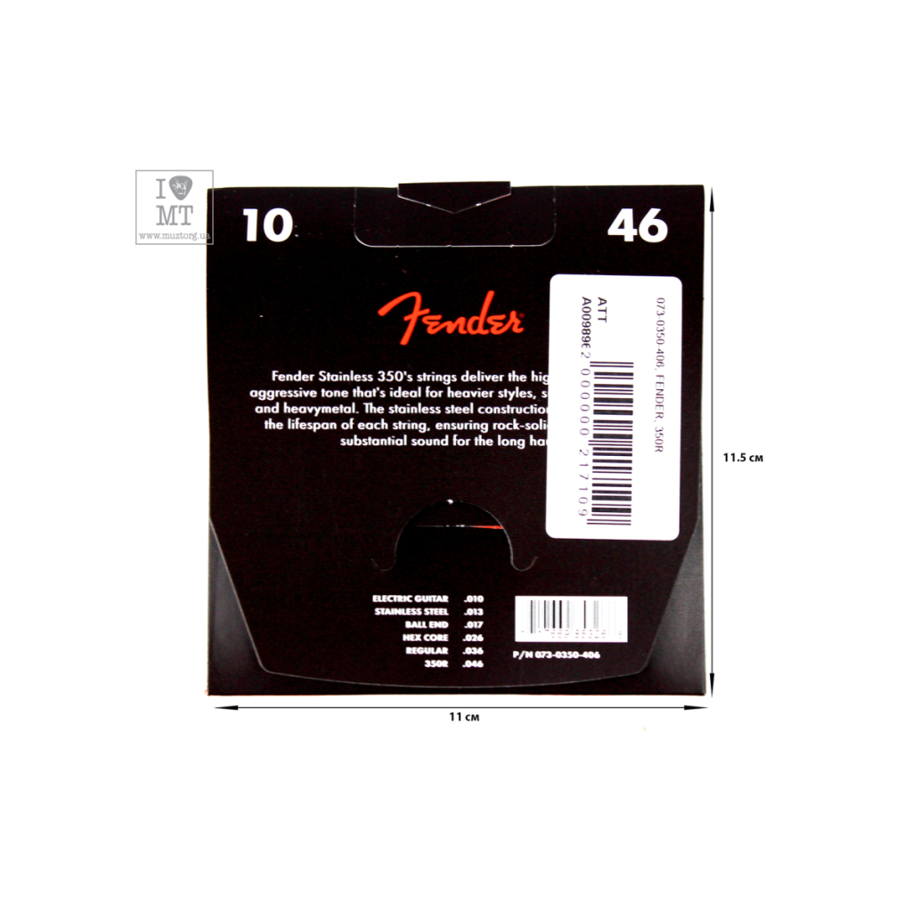 Струни для гітари Fender 350R Stainless Steel Guitar Strings (10-46) (A009896) - зображення 2