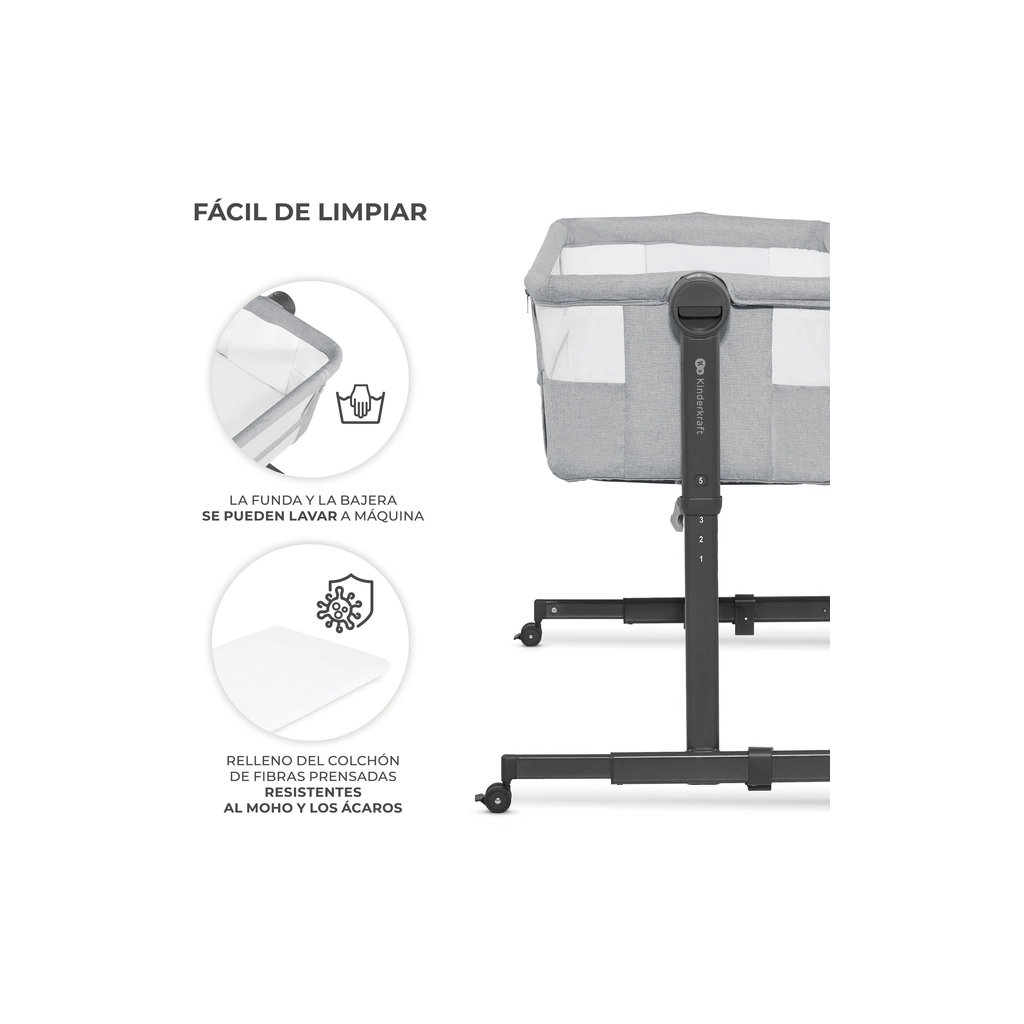 Ліжечко Kinderkraft Приставне ліжечко-люлька Neste Up 2 Light Grey (5902533924523) - изображение 8