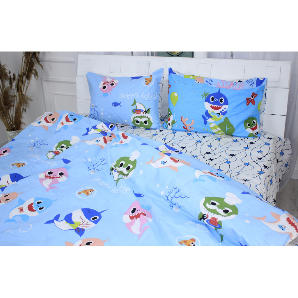 Постільна білизна MirSon Бязь Ranforce Elite 17-0521 Sharks blue Полуторна (2200004699387) - зображення 2