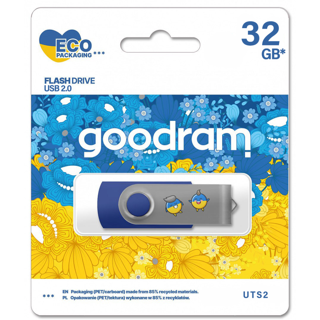 USB флеш накопичувач Goodram 32GB UTS2 Ukraine Process Blue USB 2.0 (UTS2-0320B0R11-UA) - зображення 2
