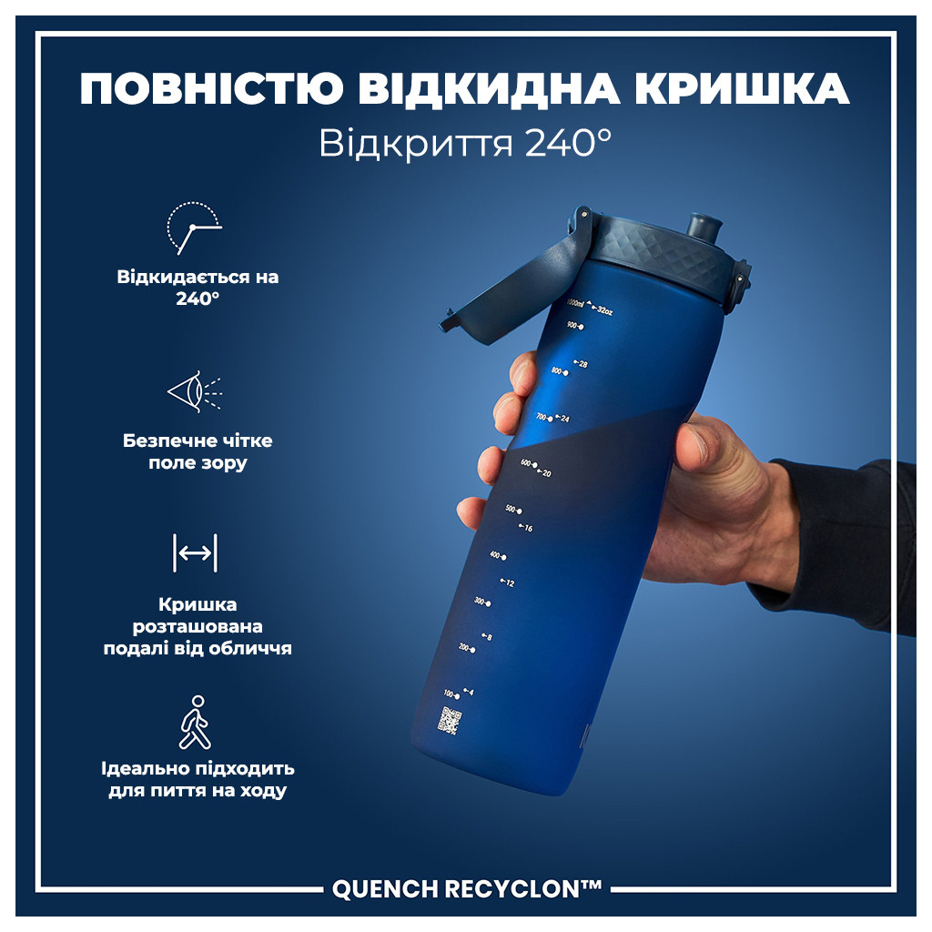 Пляшка для води ION8 OneTouch 1000 мл BPA Free, Navy (I8RF1000NAV) - зображення 3