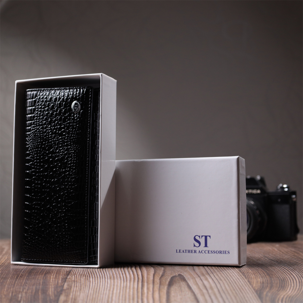 Гаманець ST Leather З натуральної шкіри Чорний (22718) - зображення 11