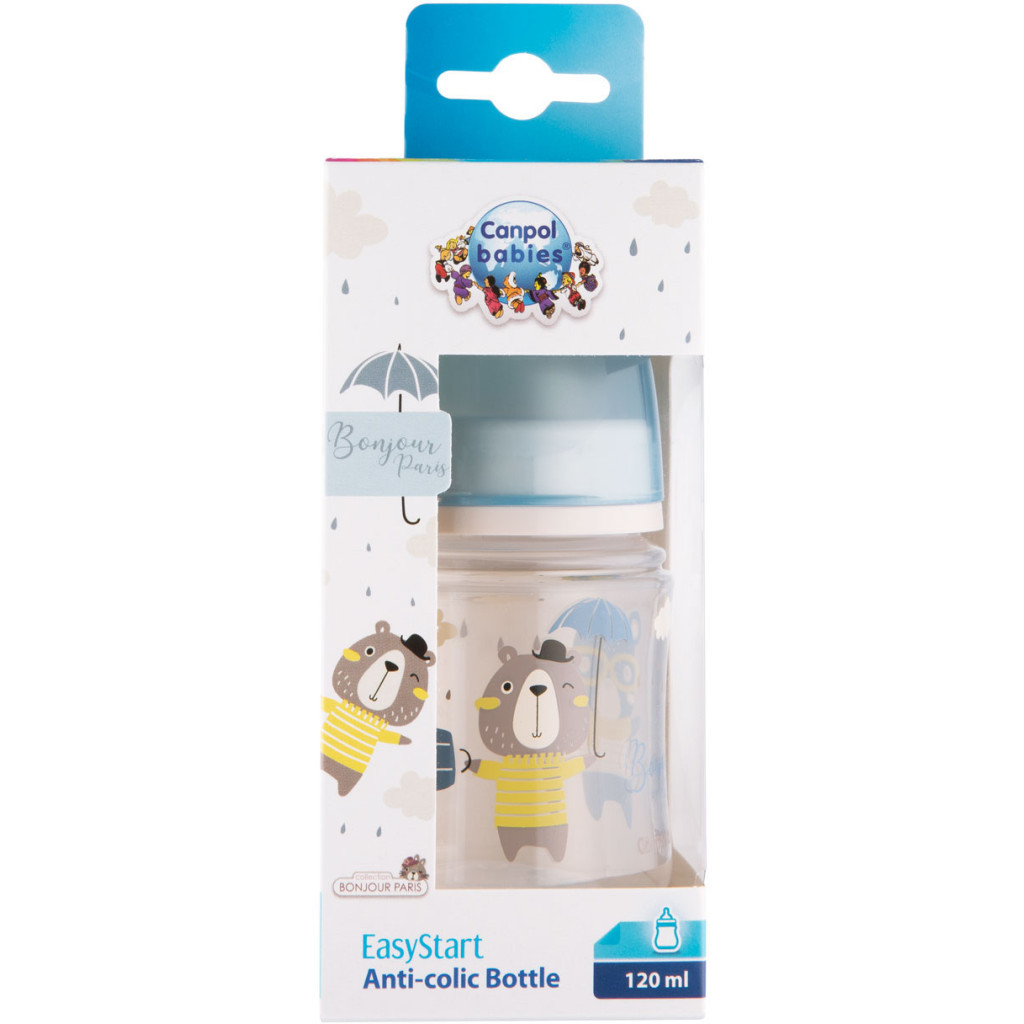 Пляшечка для годування Canpol babies Bonjour Paris з широким отвором 120 мл Синя (35/231_blu) - зображення 2
