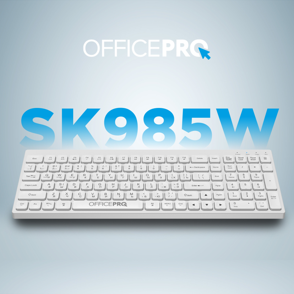 Клавіатура OfficePro SK985W Wireless/Bluetooth White (SK985W) - зображення 4