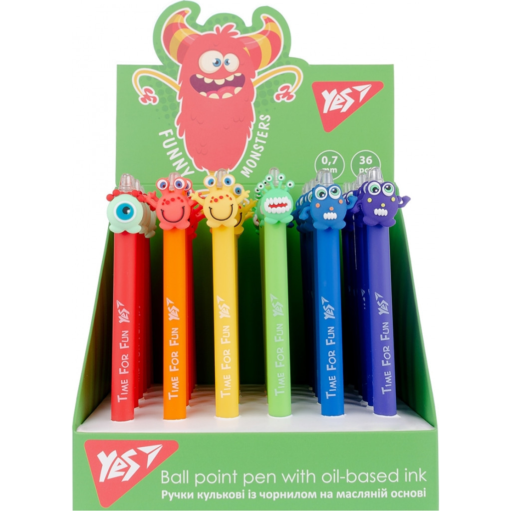 Ручка кулькова Yes Funny monsters автоматична 0,7 мм синя (412006) - зображення 6