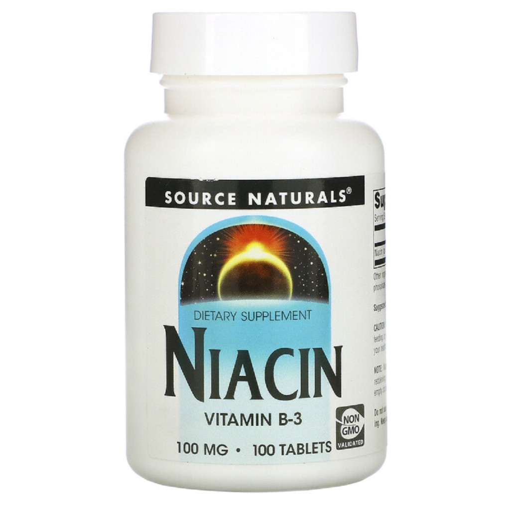 Вітамін Source Naturals Ніацин, Вітамін В3, 100 мг, Niacin, 100 таблеток (SN0501) - зображення 1